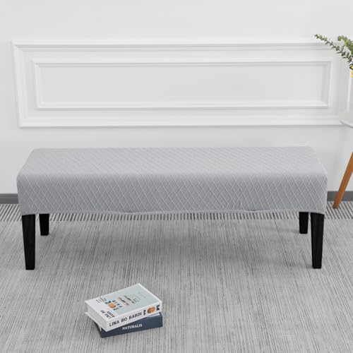 SPRINGRICO Stretch Dining Bench Cover, Removable Bench Slipcover Washable Bench Seat Protector Rectangle Bench Cover for Dining Room, Living Room, Bedroom, Kitchen (S2-Silver Gray) - color: S2-silver Gray