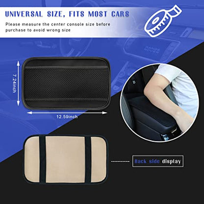 Ziciner Car Center Console Armrest Pad, 12.6X 7.2 Inch PU Leather Waterproof Auto Armrest Seat Box Cover Protector, Universal Car Interior Accessories (Black & Grey) - color: Black & Gray