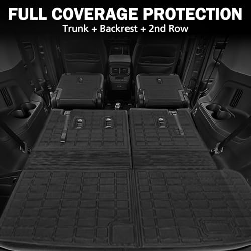 Cargo Liner for 2023-2026 Honda Pilot, Full Set Trunk Mat with Backrest Cover & 2nd Row Seat Protector, Waterproof TPE All Weather Cargo Mat, Pet & Kid Protection Accessories - size: for pilot 2024+