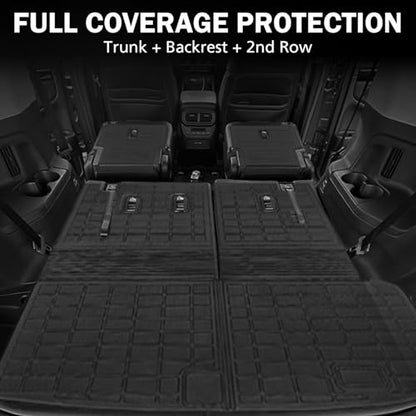 Cargo Liner for 2023-2026 Honda Pilot, Full Set Trunk Mat with Backrest Cover & 2nd Row Seat Protector, Waterproof TPE All Weather Cargo Mat, Pet & Kid Protection Accessories - size: for pilot 2024+