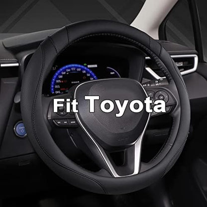 West Llama Customized Auto Car Steering Wheel Cover for Toyota Prius,86,13.75-14.25 inch - color: A-Black, size: Small Size (13 ¾''-14 ½'')