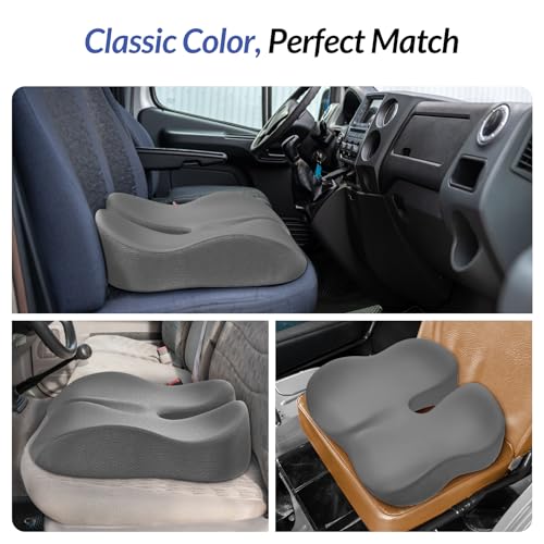 Gel Seat Cushion for Office Chair and Car Seat with Ergonomic Zoning, Memory Foam Chair Cushion for Sciatica, Lower Back, Tailbone Pain Relief and Intimate Ventilation, Non-Slip & Airy Cover
