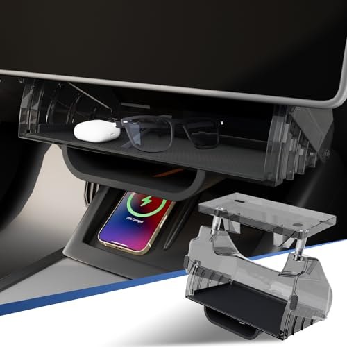for Tesla Model Y Juniper Under Screen Storage Organizer 2025-2026/Model 3 Highland 2024-2026, Hideable Center Console Organizer Tray for Tesla Model Y Juniper Accessories, Black - color: Black-Juniper/Highland, size: Hideable