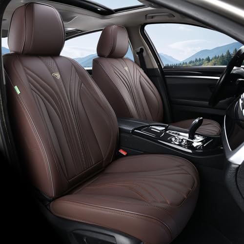 FLORICH Car Seat Covers, Dark&Brown Leather Car Seat Covers Front Seats, Premium Leatherette Car Seat Cushion for Cars, Automotive Seat Protectors Universal Fit for Most Sedans Cars SUV Trucks - color: Coffee, size: Front