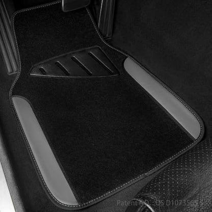 CAR PASS Rainbow Waterproof Universal Fit Faux Leather Car Carpet- Anti-Slip Nibbed Backing Floor Mats for SUV, Vans, Sedans, Trucks, Automotive Set of 4 (Black with Gray) - color: Gray