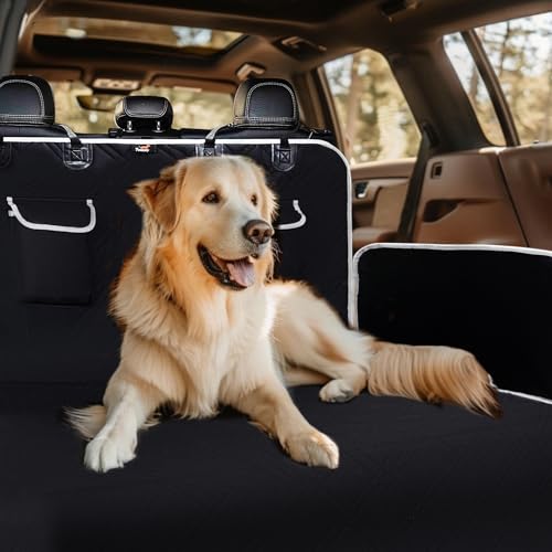Toozey Dog Car Seat Cover for SUV, Sedan & Van, Waterproof & Tear-Resistant Dog Seat Cover for Backseat with Side Walls, Non-Slip Backing & Bumper Guard, Black Large: 81.9"x54.3" - size: Large: 81.9"x54.3"