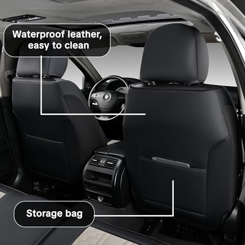 2007-2025 Car Seat Cover for Nissan Sentra, Black and Gray Car Seat Covers, Faux Leather, Full Set of 5 Seats, Waterproof, Anti-Slip, Suitable for All Seasons - color: Luxury_Black and Gray