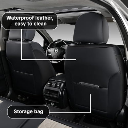 2007-2025 Car Seat Cover for Nissan Sentra, Black and Gray Car Seat Covers, Faux Leather, Full Set of 5 Seats, Waterproof, Anti-Slip, Suitable for All Seasons - color: Luxury_Black and Gray