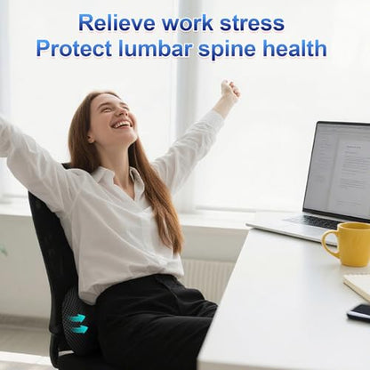 Lumbar Support Pillow, Ergonomic Back Cushion for Office Chair with Adjustable Straps & Detachable Breathable Cover,Memory Foam Car Lumbar Pillow, Back Support Pillow for Car, Office,Bed Rest(Black)