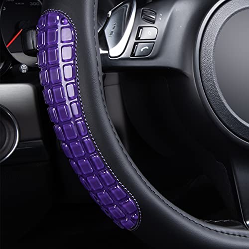 Flying Banner car Steering Wheel Cover Gel Massage Velvet Cool Warm Universal Size 15 inches SUV Truck Anti Slip Odorless Summer Winter (Black Purple, Gel Massage) - color: Black Purple