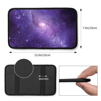 Galaxy Auto Center Console Armrest Cover Pad, Universal Fit Waterproof Comfort Car Armrest Cushion for Most Vehicle SUV Truck - color: Purple Galaxy