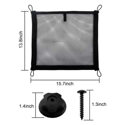 2 Pack Small Cargo Net Pocket Storage Mesh Netting Organizer with 8 PCS Mounting Screws for Car RV SUV Camper Boat 15.7 x 13.8 inches - size: 15.7 x 13.8 inch