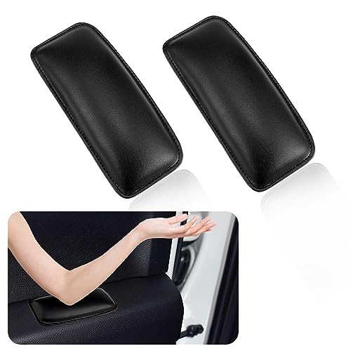 2PCS Car Knee Cushion,Soft Leather Car Door Armrest Pad for Knee Leg Elbow,Universal Car Center Console Cushion Pad Comfort Pillow for Automotive Interior Accessories (Black)