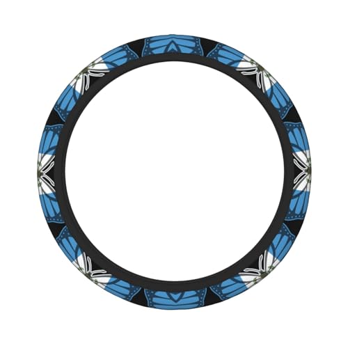 Butterfly Guatemala Flag Breathable Neoprene Steering Wheel Cover - Anti-Slip Floral Design Universal Fit for Cars/Trucks/Suvs (14.5"-15" Inch) - color: Butterfly Guatemala Flag