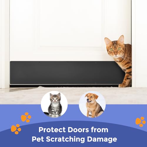 1 Pcs Door Kick Plates - 10 x 34 Inches Kick Plates for Exterior Interior Doors Protection Decor, 1.5mm (1/16 Inch) Thickness Rectangular Aluminum Door Push Plate (Black) - color: Black, size: 10 x 34 Inch