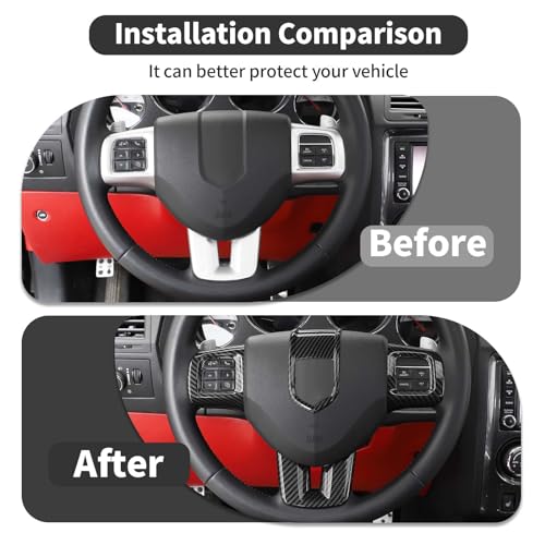 Inner Carbon Fiber Center Console Steering Wheel Frame Bezel Decoration Compatible with Dodge Durango/Challenger/Charger/Dart 2009-2014 Interior Accessories(4Pcs, ABS