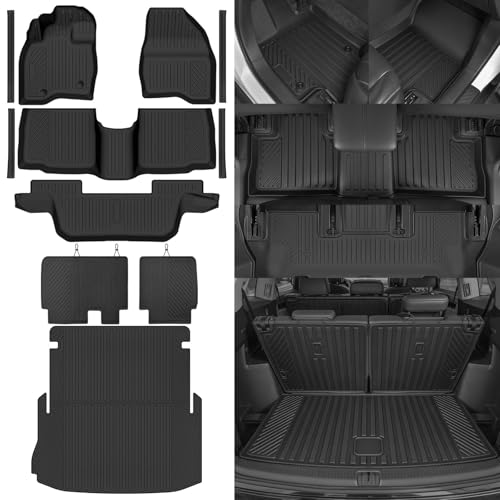 Custom Fit Floor Mats for Ford Explorer 2011-2014, All Weather TPE Floor Liners & Trunk Mat & Backrest Mats & Door Sill Guard, Full Set Interior Accessories (When 3rd Row Seats are Folded Down) - size: 5)Explorer|2011-2014