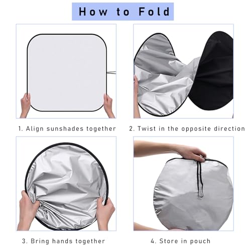 2 PCS Car Windshield Sun Shade, Auto Sun Heat and UV Rays Blocker, 28"×31" Foldable Automotive Front Window Sunshade Protector, Universal Vehicle Interior Accessories (Black Flag-M) - color: Black Flag-M (28×31 inches)