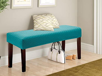 Fuloon Stretch Jacquard Dining Bench Cover - Anti-Dust Removable Bench Slipcover Washable Seat Cushion Protector for Bedroom, Kitchen, Hotel, Banquet (Peacock Blue) - color: Peacock Blue