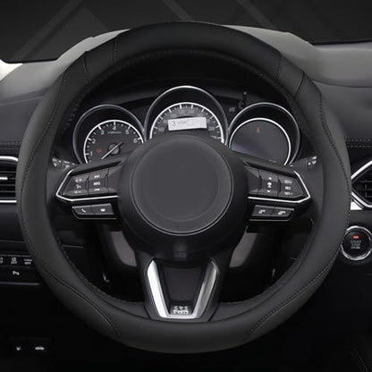 Car Steering Wheel Cover for Mazda 3,5,6,CX-3,CX-5,CX-30,CX-50,CX9,CX-9,MX-5 Miata,CX-7,RX-8,14.5-15 inches(Black-Standard Size) - color: M-Black