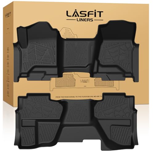 LASFIT Floor Mats 2014-2018 for Chevy Silverado/GMC Sierra 1500, 2015-2019 2500HD 3500 HD (Double Cab, Bench Seat Only) All Weather TPE Custom Fit Car Floor Liners, with Carpet Floor Only - size: Double Cab/Bench Seat 1500/2500HD/3500HD 2014-2018