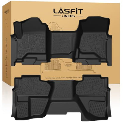 LASFIT Floor Mats 2014-2018 for Chevy Silverado/GMC Sierra 1500, 2015-2019 2500HD 3500 HD (Double Cab, Bench Seat Only) All Weather TPE Custom Fit Car Floor Liners, with Carpet Floor Only - size: Double Cab/Bench Seat 1500/2500HD/3500HD 2014-2018