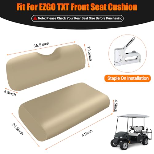 Golf Cart Front Seat Covers Staple On Replacement for EZGO TXT 1995-2013 Golf Cart Beige Micro Fiber Leather Seat Cover - color: Beige, size: EZGO TXT 1995-2013