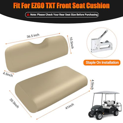 Golf Cart Front Seat Covers Staple On Replacement for EZGO TXT 1995-2013 Golf Cart Beige Micro Fiber Leather Seat Cover - color: Beige, size: EZGO TXT 1995-2013