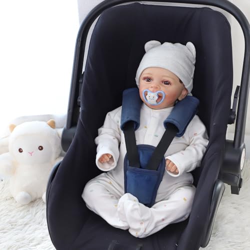 SWESEN Baby Car Seat Strap Covers, 3 Piece Soft Car Seat Strap Shoulder Pads for Baby Girls Boys, Double-Sided Use carseat Straps Covers for Stroller, Car Seats, Pushchair, Navy Blue - color: navy blue