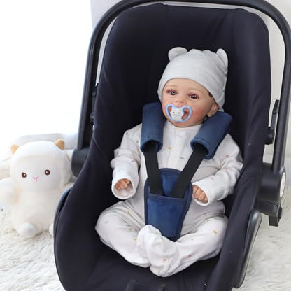 SWESEN Baby Car Seat Strap Covers, 3 Piece Soft Car Seat Strap Shoulder Pads for Baby Girls Boys, Double-Sided Use carseat Straps Covers for Stroller, Car Seats, Pushchair, Navy Blue - color: navy blue