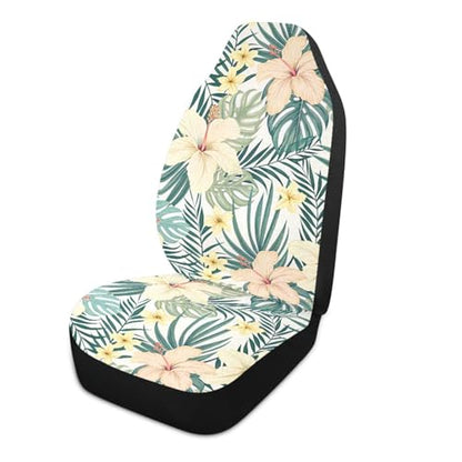 Tropical Hibiscus Flowers Car Seat Cover - 2 PCS Auto Front Seat Covers Breathable Bucket Seats Protector for Car SUV Truck - Universal Fit