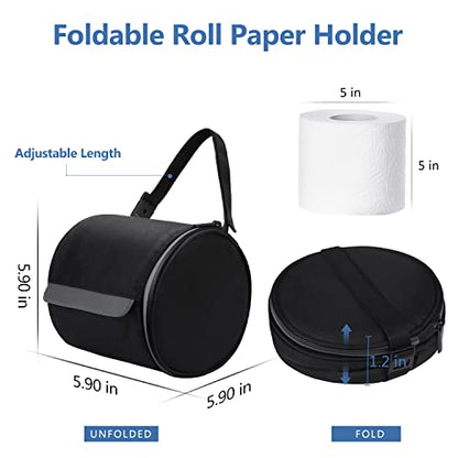 Hanging Toilet Paper Holder Waterproof Tissue Holder Cat Proof Roll Paper Case Cover Portable and Foldable Roll Storage Bag with Adjustable Strap for Wall Car Camping Tent Home Office Black - color: Black