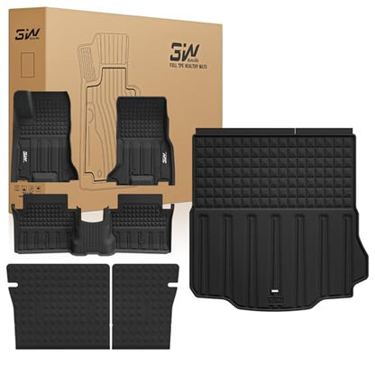 3W Floor Mats & Cargo Liner & Seatback Mats for 2024-2025 2026 Dodge Charger EV Daytona (Fit 2-Door, Not for 4-Door) Scat Pack & R/T, All Weather TPE Custom Fit Car Mats Floor Liners Full Set, Black - size: 2024-2026 Charger Full Set