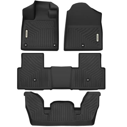OEDRO Floor Mats Fit for Honda Pilot 2026 2025-2023, Includes 1st, 2nd and 3rd Row Floor Liners, Custom Fit TPE All Weather Car Liners, Black - style: 2023-2026 1st & 2nd & 3rd