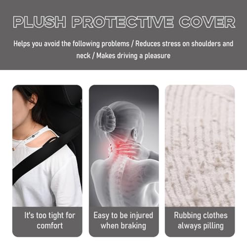2 PCS Seat Belt Shoulder Pads, Soft Fluffy Plush Seat Belt Shoulder Strap Covers, Comfy Warm Seat Belt Strap Cover Shoulder Cushion for Adult Children, Car Accessories (White) - color: White