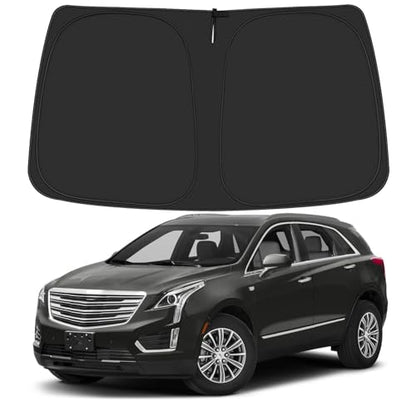 Windshield Sun Shade for 2017-2025 Cadillac XT5 Accessories, Foldable Window Sunshade Sun Visor Protector, Front Windshield Sunshade Sun Shield Blocks UV Rays Heat - size: Silver & Black-Fit 2017-2025 Cadillac XT5