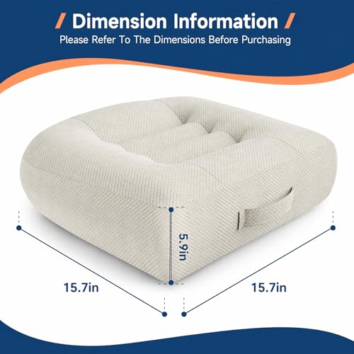 Car Booster Seat Cushion for Adults,Memory Foam Heightening Wedge Seat Pad,Elevated Chair Cushion to Improve Driving Vision(15.7×15.7×5.9inch,White)