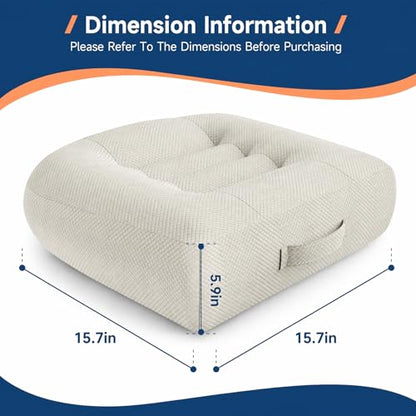 Car Booster Seat Cushion for Adults,Memory Foam Heightening Wedge Seat Pad,Elevated Chair Cushion to Improve Driving Vision(15.7×15.7×5.9inch,White)