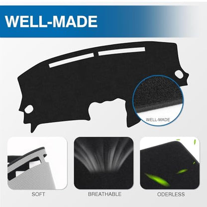 KUST Black Dash Cover Mat for Nissan Altima 2007-2012 Left Hand Driving Polyester Dashboard Cover Non-Slip Center Console Dash Cover Interior Accessories for Nissan Altima Sunshade No Glare - size: 53.15"×25.59"(Nissan Altima 07-12)