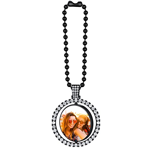 Custom4U Personalized Picture Car Charms for Rear View Mirror Custom Car Ornament Accessories Car Mirror Suspension Decoration Silver/Gold/Black Pendant Customized (Gift Box) - color: B-Medallion-Black Color