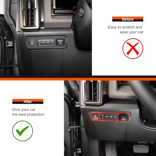 for Hummer EV Accessories Car Center Control Electronic Handbrake Trim Cover for Hummer EV 2024 2025+ Real Carbon Fiber Electronic Handbrake Switch Panel Trim (Red) - color: Red
