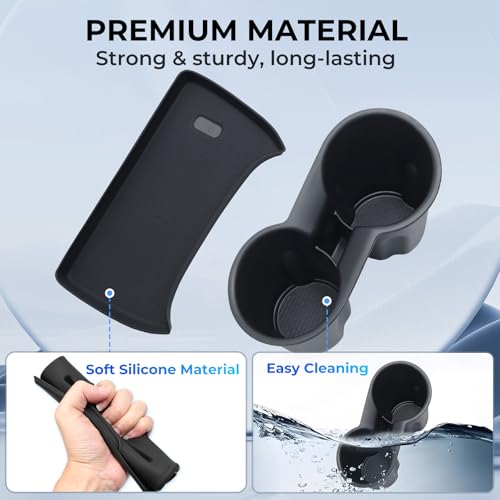 Cup Holder Insert & Wireless Charging Protective Mats for Subaru Crosstrek/Impreza 2026 2025 2024, Center Console Interior Accessories Cup Holder & Wireless Charger Cover Pad, Black - style: Fits for 2024-2026 Crosstrek/Impreza