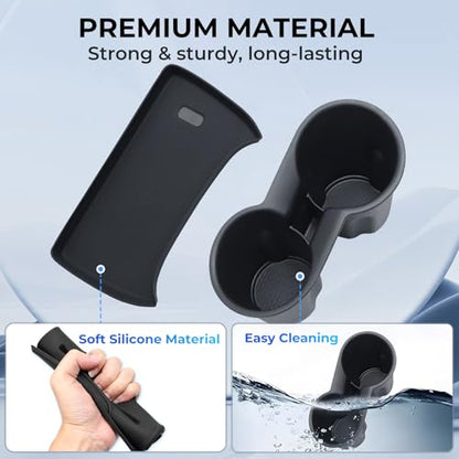 Cup Holder Insert & Wireless Charging Protective Mats for Subaru Crosstrek/Impreza 2026 2025 2024, Center Console Interior Accessories Cup Holder & Wireless Charger Cover Pad, Black - style: Fits for 2024-2026 Crosstrek/Impreza