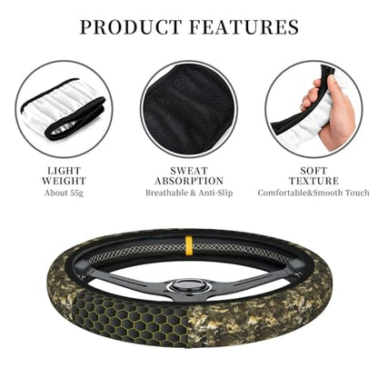 Camouflage Steering Wheel Cover Camouflage Leaf Steering Wheel Protector Neoprene 15Inch Car Accessories 2 Pcs Car Coasters for Women Men - color: Camouflage Leaf Checkered