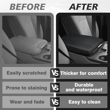 Center Console Armrest Cover Fit for Dodge Ram1500 2013-2018 & Ram2500/3500 2013-2026 Accessories, Comfort Armrest Pad Console Lid Cushion Vegan Leather 1-Inch Extra Thick(Jump Seat ONLY) - size: 3) 13-18 |RAM1500| 13-25 RAM2500/3500|Jump,+Thick