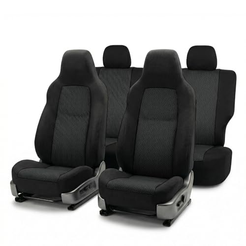 FH Group Car Seat Covers Classic Cloth Seat Covers Full Set with Gift – Universal Fit for Cars Trucks & SUVs (Black) FB102114 - color: Black, size: Full Set