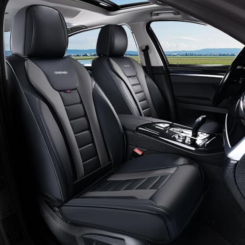 Coverado Car Seat Covers, Front Covers for Cars, Car Seat Cover Front Seats, Automotive Seat Cover, Waterproof, Leather Car Seat Cushion, Universal Interior Covers Seat Protectors for Most Cars - color: Black-Gray, size: Front Pair