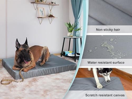 Explore Land Scratch Resistance Dog Bed Cover Canvas Washable Dog Crate Pad Replacement Cover, 48Lx36Wx4H inch, Charcoal - color: Deep Gray, size: 48”Lx36”Wx4”H