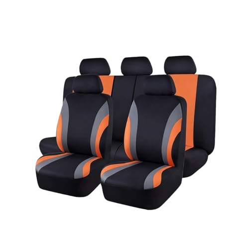 Car Seat Covers Full Set, Sports Breathable Mesh Vehicle Front ＆ Rear Seat Protectors, Automotive Interior Protection Accessories, Universal Fit (Orange) - color: Orange, size: 9PCS