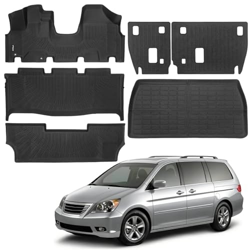 Compatible with Honda Odyssey 2005-2010 Floor Mats & Cargo Line with Backrest Mats,All Weather Protection TPE, Anti-Slip Floor Liner Compatible with Odyssey 05 06 2007 2008 2009 2010 Accessories - size: For Odyssey 2005-2010 Full Sets